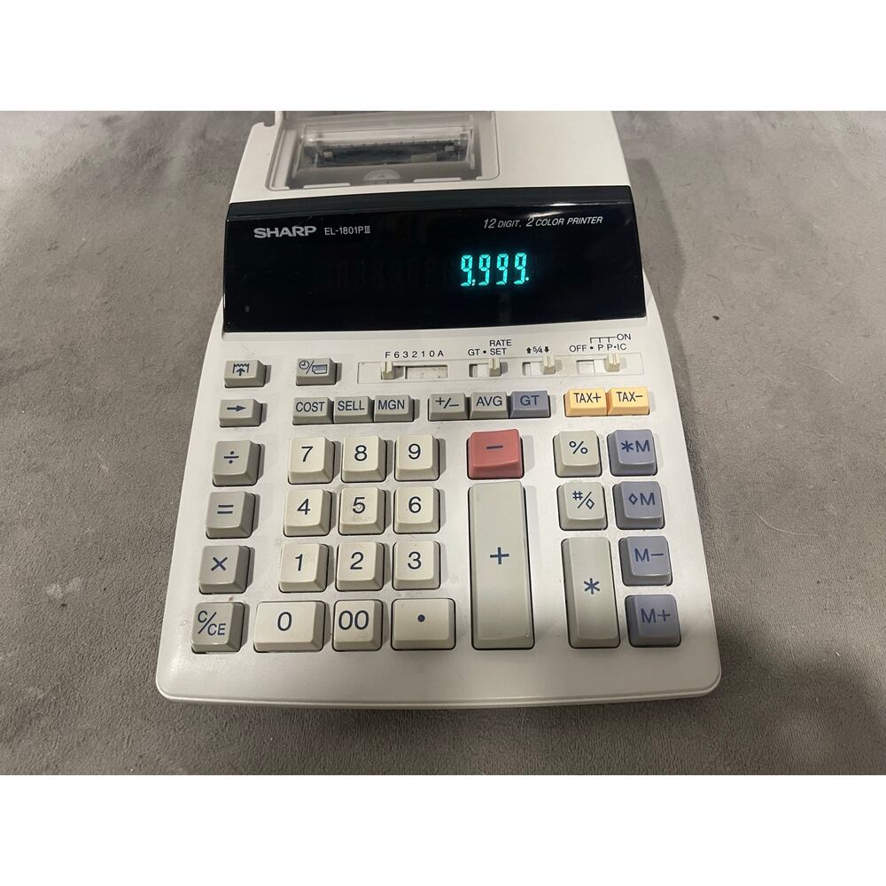 Sharp EL-1801P III 12-Digit 2-Color Printing Calculator Adding Machine Tested - Picture 5 of 5